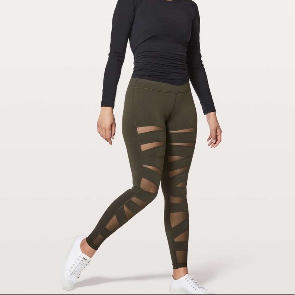 Lululemon Size 8 Mesh Green Leggings